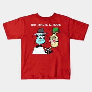 Bat Minute & Robin (White Text) Kids T-Shirt